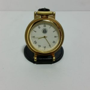 Damascene gold pocket clock