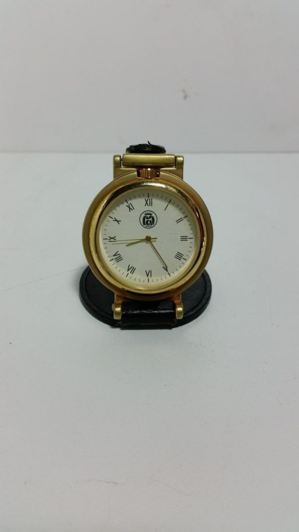 Damascene gold pocket clock
