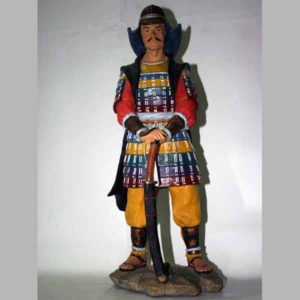 Figura de resina de samurai en descanso